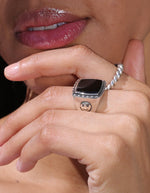 Onyx Happy Face Ring
