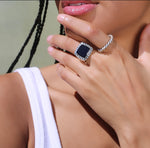 Onyx Happy Face Ring