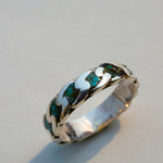 Sterling Silver Cuban Link Turquoise Inlay Ring