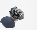 Sterling Silver Red Garnet Lion Ring